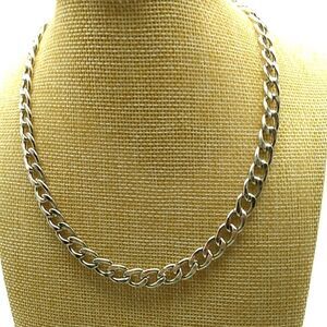 Cuban Link Chain Silver-tone Necklace